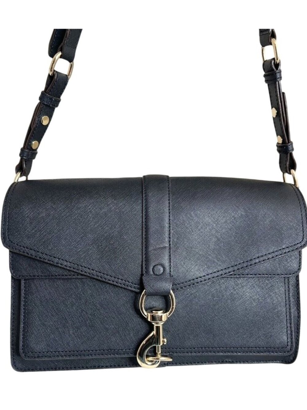 Rebecca Minkoff Black Leather Crossbody Bag W/Gold Hardware